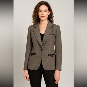 Manchester 100% Wool Womens Herringbone Blazer 14 (Runs Small Fits M) Vintage